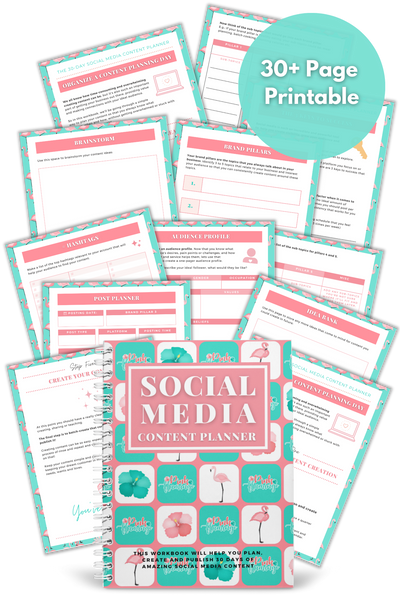 Download our 33-page fillable PDF planner and receive a bonus of 14 Days of Social Media Content Ideas. Supercharge your content strategy today!