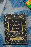 376-page fillable PDF Three Year Gratitude Journal African inspired leopard spots design