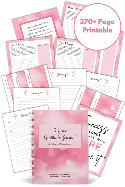 3-year printable and fillable pdf gratitude journal perfect for Valentine's day